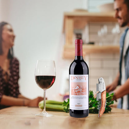 Wine Opener Waiter Corkscrew, Premium 420 Stainless Steel Wine Bottle Opener with Foil Cutter & Cap Remover, Double Hinged Manual Wine Key for Bartenders, Servers, Waiters and Home Use, Rosewood