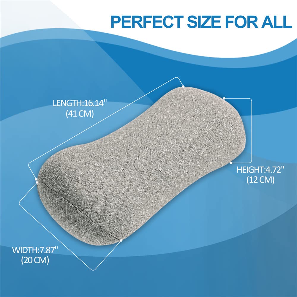 JEMA Memory Foam Lumbar Support Pillow for Office Chair, Car, Bed, for Lower Back Pain Relief, Great as Lumbar Pillow, Under Knee Pillow, Leg Rest Pillow, Headrest, Grey