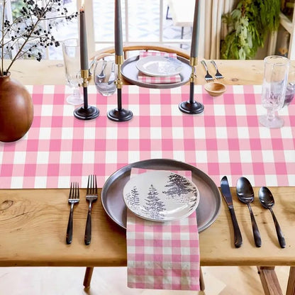Pink Buffalo Plaid Table Runner - Light Pink, 13x72 Inch, Seasonal Valentine's Day & Spring Decor
