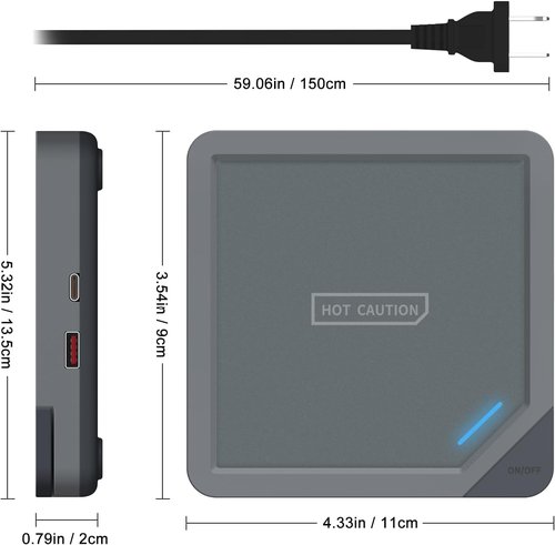 Coffee Mug Warmer Set: Coffee Warmer for Desk Auto Shut Off Candle Warmer Plate Electric Beverage Coffee Cup Warmer Heated Coffee Mug for Coffee,Tea, Milk Up to 131°F/55°C (Grey)