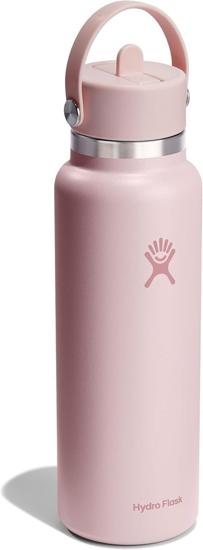 Hydro Flask Water Bottle - Insulated Stainless Steel - 40 Oz Agave Green with Wide Straw Lid