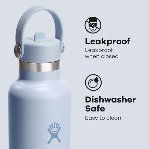 Hydro Flask Water Bottle - Insulated Stainless Steel - Leakproof Straw Lid - 24 Oz Surf Blue