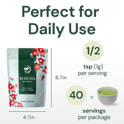 Wako Matcha - Authentic Ceremonial Grade Uji Matcha Green Tea Powder | 40g (1.4 oz) for Café-Quality Drinks