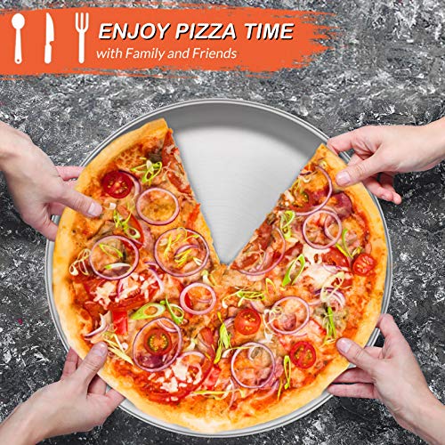 E-far 13.5 Inch Pizza Pan, Stainless Steel Pizza Pie Pan Tray Platter, Healthy Metal Pizza Baking Cooking Pan for Oven, Dishwasher Safe