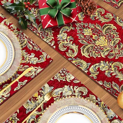 Christmas Red European Decorative Placemats Set of 6 - Luxurious Table Mats