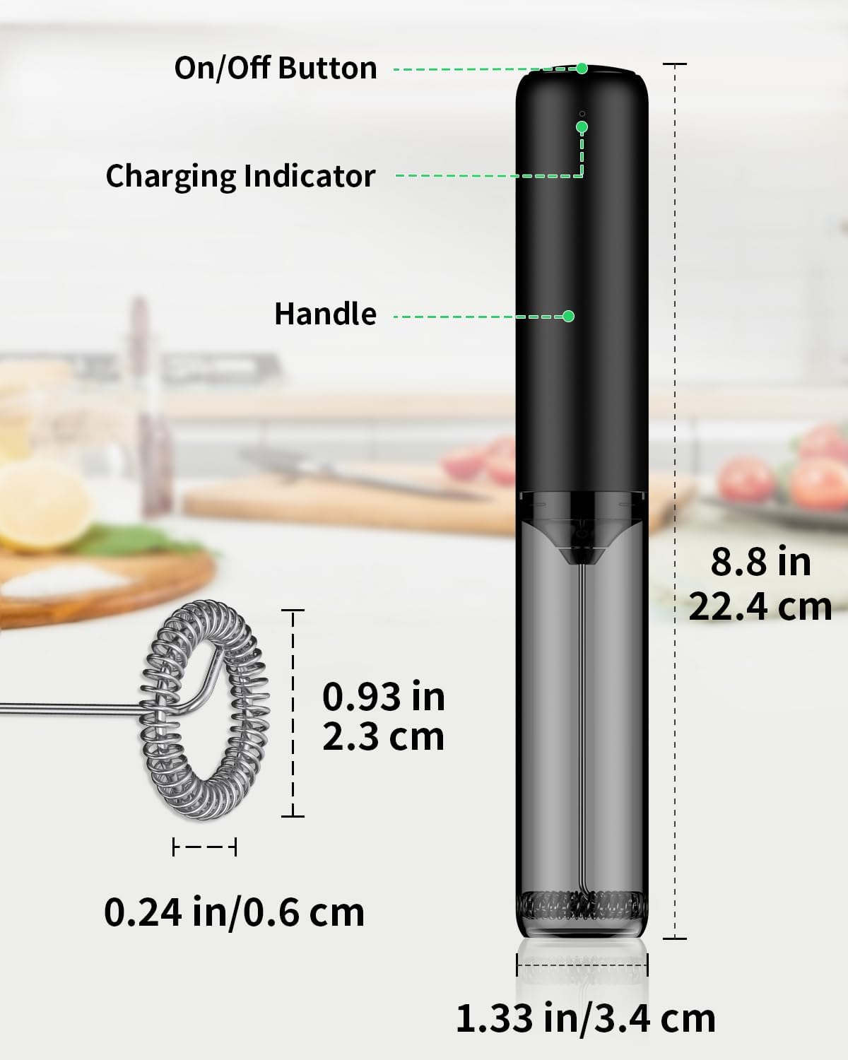 Pawfly Rechargeable Milk Frother - Handheld Stainless Steel Whisk for Cappuccino & Latte - Portable Electric Mixer