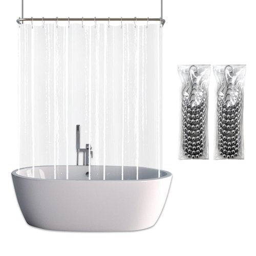 YISURE Clawfoot Tub Shower Curtain, Wrap Around Clear Shower Curtain Liner with 6 Bottom Magnets PEVA Extra Wide Bathtub Curtain for Bathroom Vintage Freestanding Tub 180’’W x 70’’L