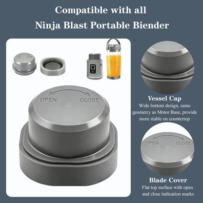 Ninja | Blade Cover and Vessel Cap Set - Leakproof Replacement Accessories for BC100 & BC151 Series, Blue