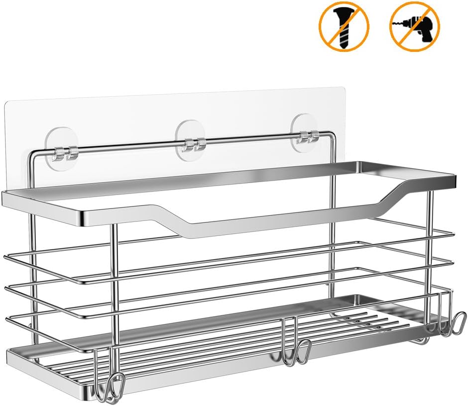 ODesign Shower Shelf Adhesive Strips - No Drilling, Transparent, 2 Pack for Bathroom & Kitchen Racks