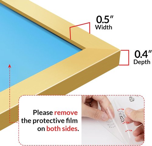 LaVie Home 9x12 Gold Picture Frame - HD Plexiglass Wall Display for Vertical or Horizontal Use