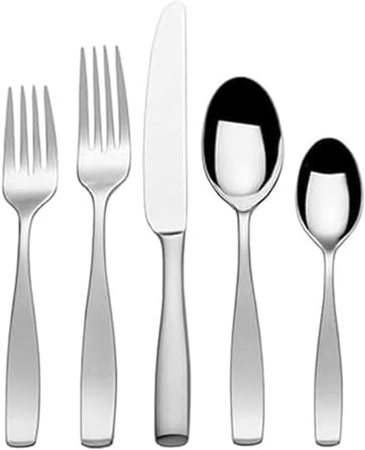 Mikasa Satin Loft 65-Piece Flatware Set - Elegant 18/10 Stainless Steel for 12 | Durable Silverware Set