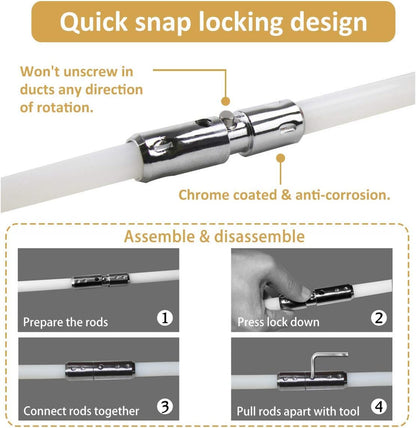 Ziggurat Products 14" Quick Snap Cleaning Kit - Drill Attachment for Dryer Hose & Vent Duct Cleaning