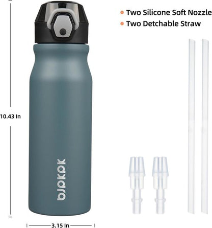 BJPKPK 25oz Insulated Water Bottle - Stainless Steel, BPA-Free, Leak-Proof, Dark Grey
