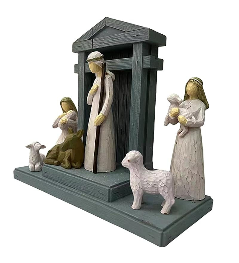 6pcs Christmas Nativity Scene Set - 7-Piece Full Display with Manger (Variation: 6pc Nativity Scene Set + Creche)