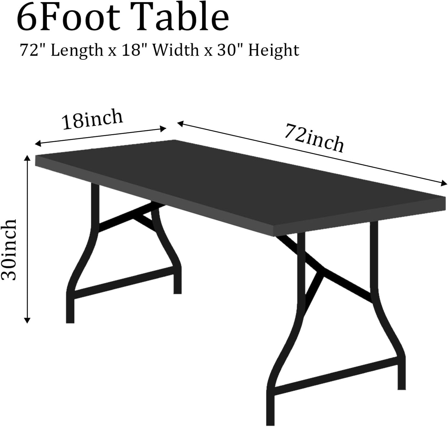 Skiennix 2 Pack White Spandex Table Covers - Fitted, Wrinkle Resistant, 6ft x 18in for Events & Parties
