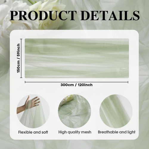 Artoid Mode Sage Green Gauze Table Runner - 120 Inch Sheer Decor for Weddings & Parties