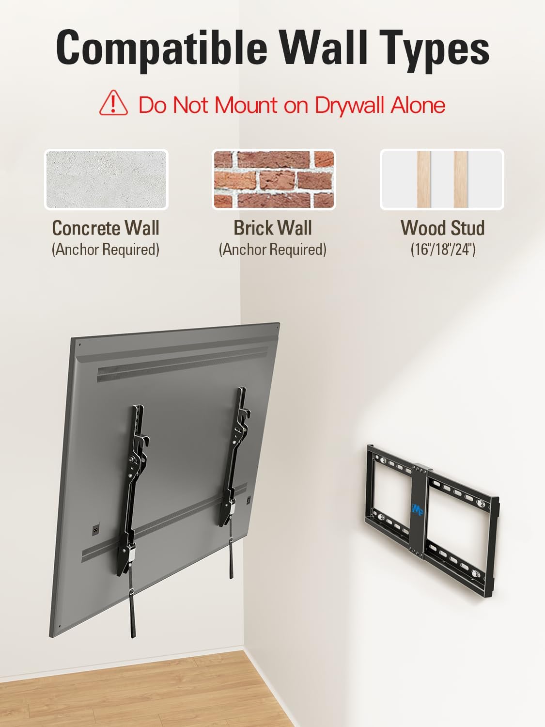 Mounting Dream TV Wall Mount - Universal Tilt Design for 37-75 Inch TVs | Supports Up to 132lbs
