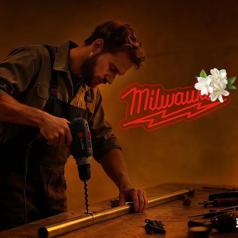 Red Neon Sign 15x7 in LED Wall Light - Milwaukee Style, Dimmable, USB Powered, Shop Display (Variation: D-Mierwoji)