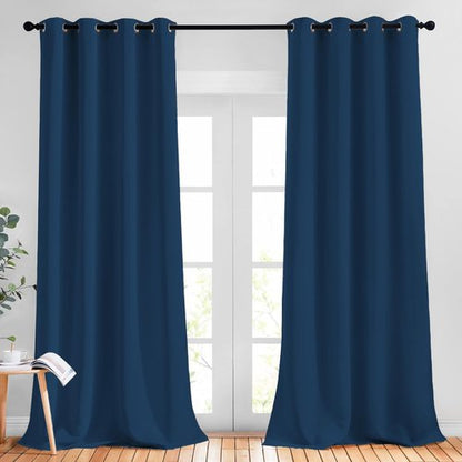 NICETOWN Blackout Thick Window Curtains - (W52 x L120, Moroccan Blue, 2 Panels) Thermal Insulated Grommet Drape Longer Panels for Bedroom and Living Room