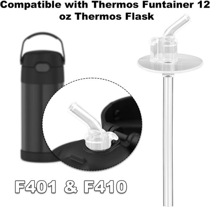 Thermos | 4-Pack Replacement Clear Straws for 12 oz Funtainer Bottles - Includes Cleaning Brushes