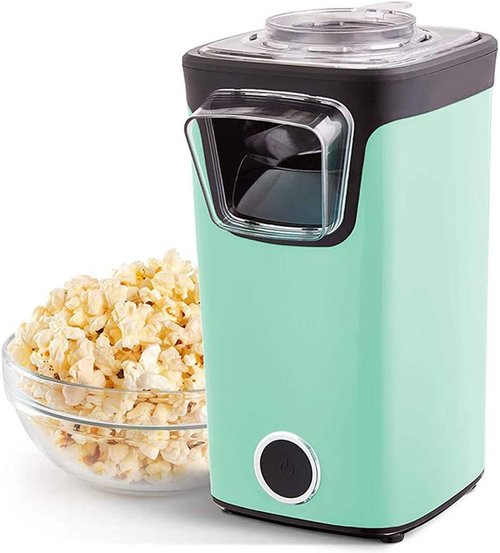 Dash Turbo Pop Popcorn Maker - Theater-Style Popcorn Machine with Measuring Cup & Butter Tray - Aqua, 8 Cups