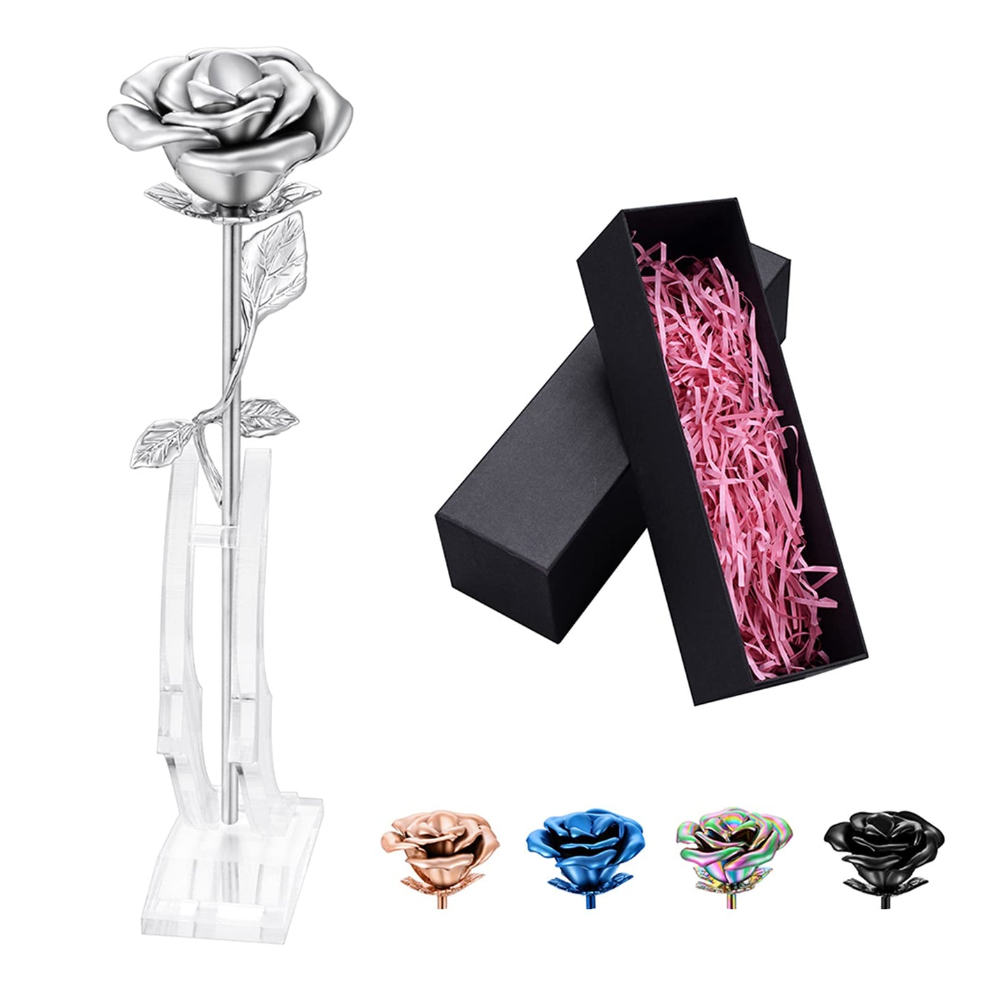 Rose Flower Keepsake Urn for Ashes Sympathy Gift Small Stainless Steel Urn Mini Cremation Urn Keepsake Rose for Sharing Human Ashes-Silver