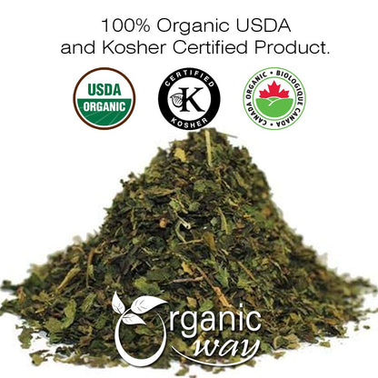 Organic Way Nettle Leaf | Herbal Tea (Urtica dioica) Cut & Sifted - European Wild-Harvest | Organic & Kosher Certified | Vegan, Non GMO & Gluten Free | USDA Certified | Origin - Albania (1/4 LBS 4OZ)