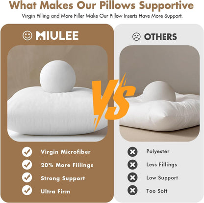 MIULEE Throw Pillow Inserts - Set of 2, 18x18 Inches, 100% Virgin Filling for Couch & Sofa
