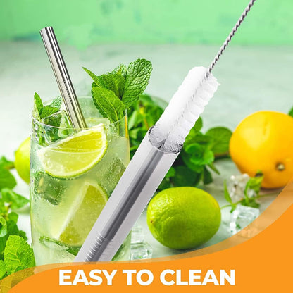 Stanley 12" Stainless Steel Straws - Reusable Metal Straws with Cleaning Brush | 4 Pack for 40 oz & 30 oz Tumblers
