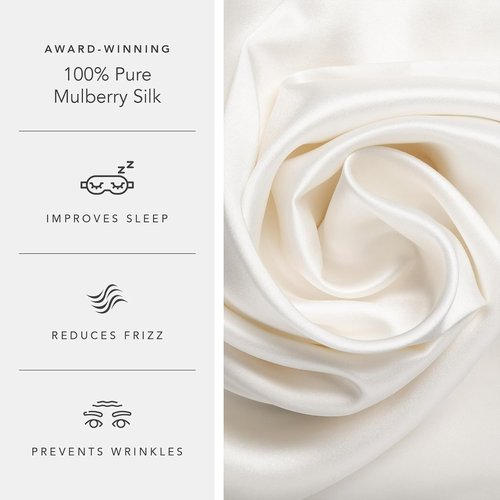 Fishers Finery 100% Pure Mulberry Silk Pillowcase Set - Luxurious White King Size, 2 Pack