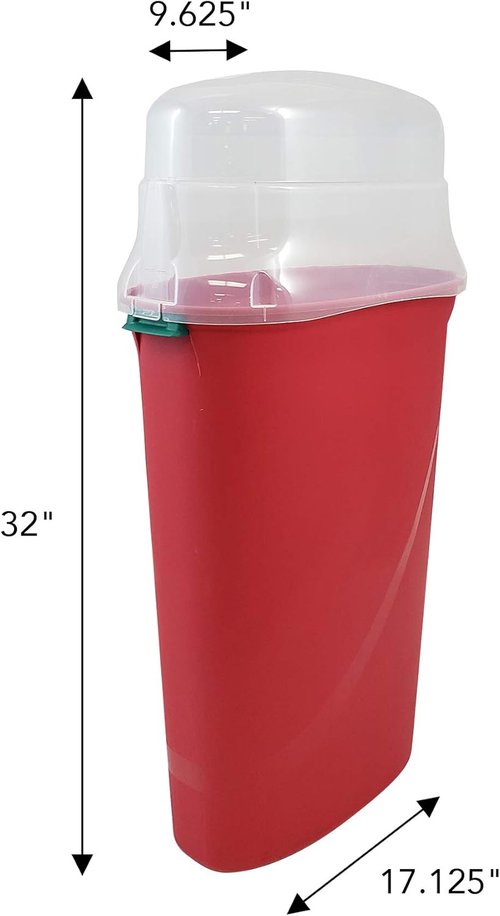 HOMZ Gift Wrap Storage Organizer - 2-Pack Vertical Bins in Red & Clear for Seasonal Holiday Wraps