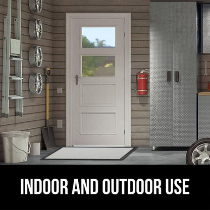 GORILLA GRIP 100% Waterproof All-Season WeatherMAX Doormat US Designed Natural Rubber, Stain and Fade Resistant, Low Profile Indoor Outdoor Door Mats, Easy Clean Patio Mat, 23x35, Light Gray