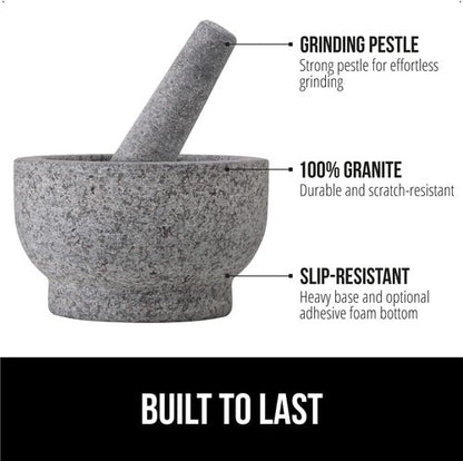 Gorilla Grip Can Opener & Mortar Pestle Set - Black | 1.5 Cup Capacity & Bottle Opener Included