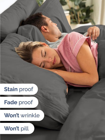 Extra Deep Twin Sheet Set - 4 Piece Breathable and Cooling Sheets - Hotel Luxury Bedding for Women, Men, Kids & Teens - Easy & Secure Fit - Soft, Wrinkle Free and Comfy - Extra Deep Pockets - Charcoal