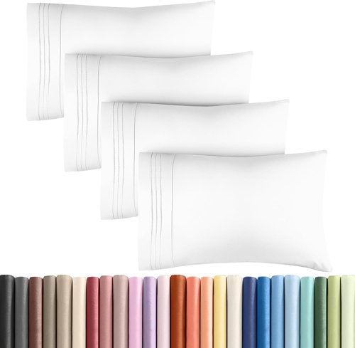 King Pillow Cases by [Brand Name] - Ultra Soft Hotel Quality Covers | Cozy, Wrinkle-Free & Fade Resistant - 4 Piece Set in White