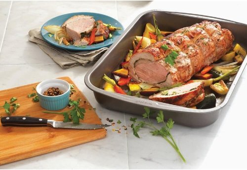 Goodcook Everyday Nonstick Roast Pan - Metal Utensil-Safe & Easy Clean | 11.5x15.5-Inch, Silver