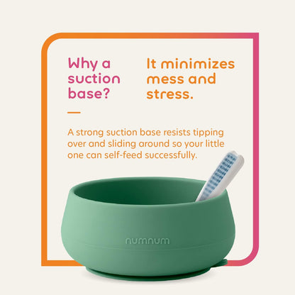 NumNum Suction Bowls - Extra Strong Non-Slip Silicone | 100% Food-Grade, BPA-Free, 2-Pack Blue/Green