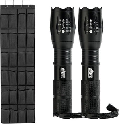 Gorilla Grip Shoe Organizer - Over The Door Design | Holds Up To 40lbs | 2-Pack with LED Tactical Flashlight