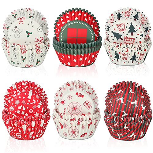 600 Count Christmas Cupcake Liners Muffin Paper Cups - Cheerful Series