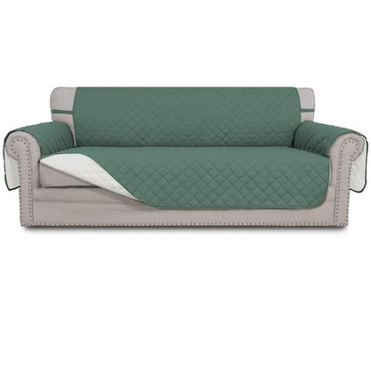 Easy-Going 4 Seater Sofa Slipcover Reversible Sofa Cover Water Resistant Couch Cover with Foam Sticks Elastic Straps Furniture Protector for Pets Children Dog Cat (XX-Large, Cyan/Ivory)
