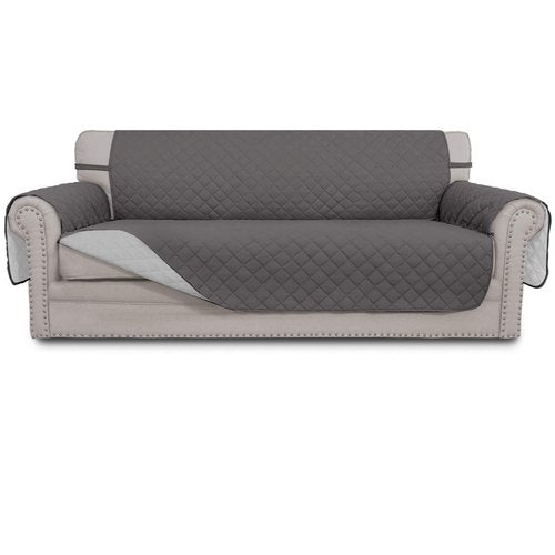 Easy-Going Reversible Oversized Couch Cover for 3 Cushion Couch Sofa Cover for Dogs Water Resistant Furniture Cover (Oversized Sofa, Gray/Light Gray)