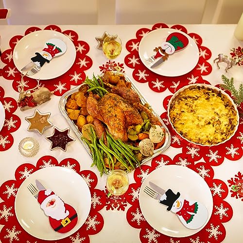 24 Pack Christmas Silverware Holders — Santa Snowman Reindeer Tableware Pouches