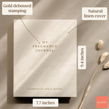 Peachly Pregnancy Journal - Linen Keepsake Book to Capture Milestones | Perfect for New & Experienced Moms