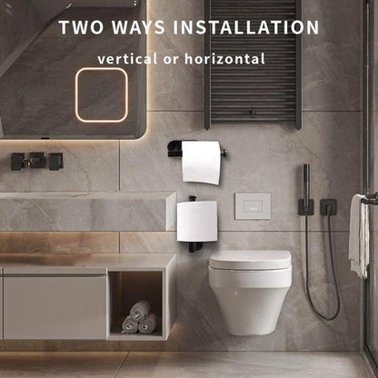 Toilet Paper Holder Self Adhesive, Premium Thicken Stainless Steel Rustproof Adhesive Toilet Roll Holder no Drilling for Bathroom, Kitchen, Washroom Black