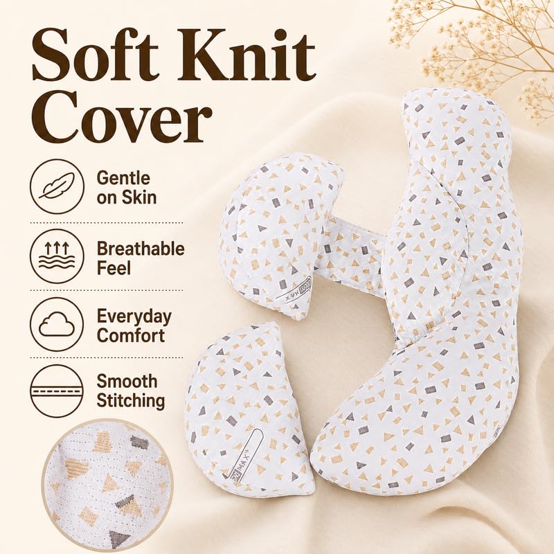 Pregnancy Pillow with Removable Cover, Full Body Support for Maternity & Back Pain Relief