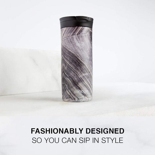 Contigo Huron 16oz Travel Mug - Vacuum-Insulated, Leak-Proof, Keeps Drinks Hot or Cold, White Marble Finish