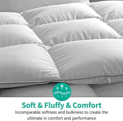 APSMILE Down Feather Fibers Duvet Insert - Ultra-Soft All-Season Comforter | Full/Queen Size, White (90x90)