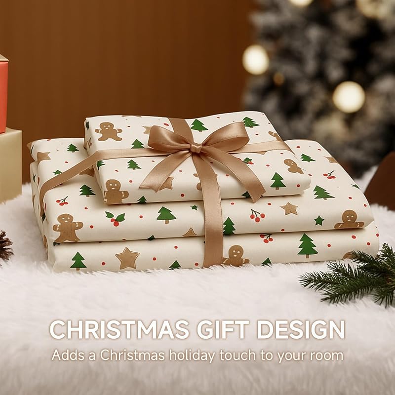Beige Cartoon Christmas Duvet Cover Twin - 1 Duvet Cover + 1 Pillowcase, Microfiber, For Kids & Adults (Variation: Beige Cartoon+Twin(No Comforter))