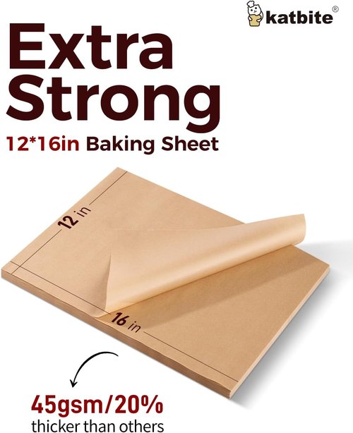 Katbite Unbleached Parchment Paper - 200 Pcs 12x16 In Macaron Sheets for Baking