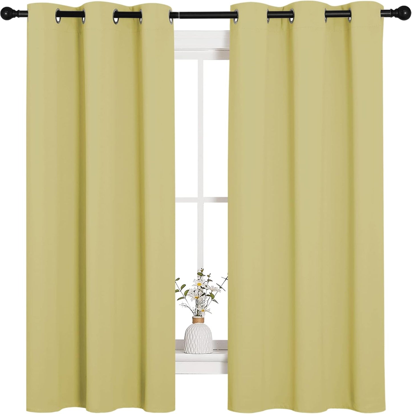 NICETOWN Blackout Curtains - Paler Yellow Thermal Insulated Drapes | 1 Pair, 42 x 63 Inches for Bedroom